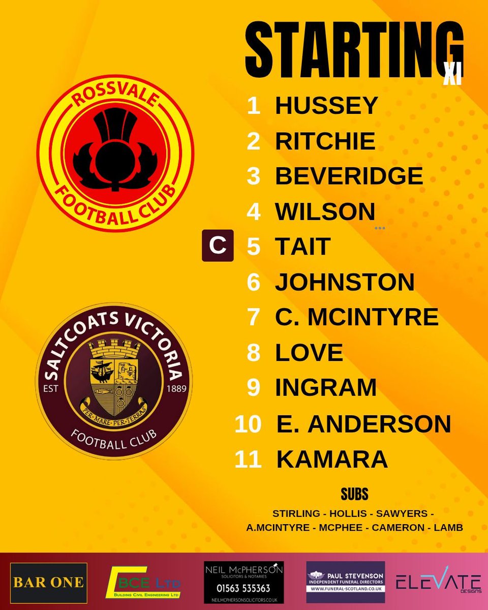 Today's line up, let's get the points in the bag Saltcoats!