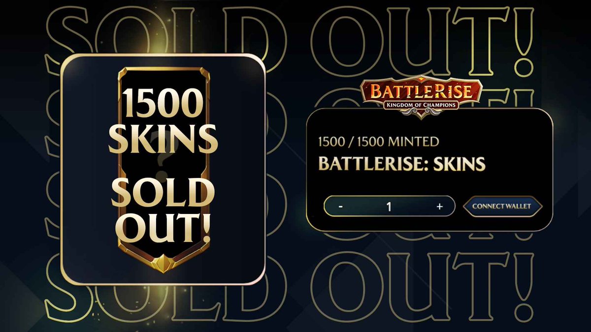 𝗖𝗢𝗡𝗚𝗥𝗔𝗧𝗨𝗟𝗔𝗧𝗜𝗢𝗡𝗦 <a href="/BattleRiseGame/">BattleRise: Kingdom of Champions</a>  💥🔥🥳

𝗕𝗥 𝗦𝗞𝗜𝗡𝗦 𝗡𝗙𝗧 𝗔𝗥𝗘 𝗢𝗙𝗙𝗜𝗖𝗜𝗔𝗟𝗟𝗬 𝗦𝗢𝗟𝗗 𝗢𝗨𝗧

All 1500 NFTs are now available for trading on Rarible. 

rarible.com/collection/eth…

Exciting things are ahead 🚀

$BATTLE