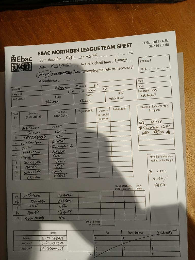 Esh Winning FC (@ewfc1913) on Twitter photo Here is the Esh Winning FC <a href="/EWFC1913/">Esh Winning FC</a> line up for today's game away to Redcar Town FC <a href="/redcartownfc/">Redcar Town FC</a> Here is the Esh Winning FC <a href="/EWFC1913/">Esh Winning FC</a> line up for today's game away to Redcar Town FC <a href="/redcartownfc/">Redcar Town FC</a>