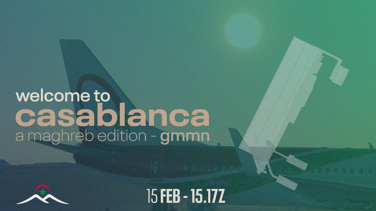 Salam #VATSIM 🙋‍♂️

Starting in less then 45min in #Casablanca #Morocco :

1/ S2 CPT as Yassine Z. takes control of
GMMM_TWR 🗼IFR &amp; VFR both are welcome 🙌

2/ Welcome to Casablanca : Fly In/Out #GMMN 🛫🛬

So #BringTheNoise 🔥 

💫 Maghreb VACC, Virtually Real 💫