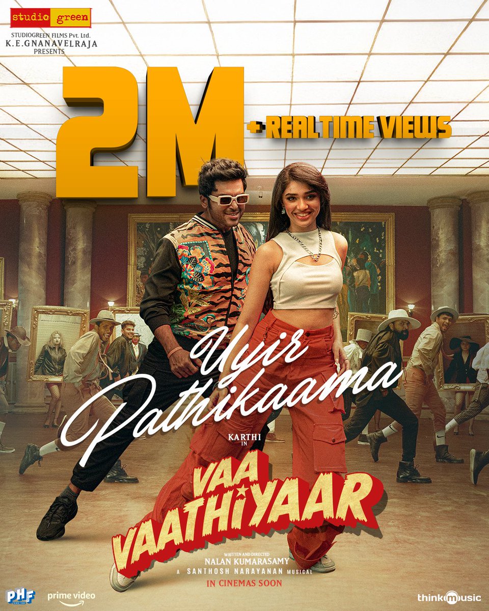 Ramesh Bala (@rameshlaus) on Twitter photo #UyirPathikaama hits 2M+ Views. Let's keep this party going from #VaaVaathiyaar 🎶🔥
🔗 youtu.be/KqpWxzX-sGw
A #NalanKumarasamy Entertainer
A <a href="/Music_Santhosh/">Santhosh Narayanan</a> Musical
<a href="/Karthi_Offl/">Karthi</a> <a href="/VaaVaathiyaar/">Vaa Vaathiyaar</a> <a href="/StudioGreen2/">Studio Green</a> <a href="/gnanavelraja007/">gnanavelraja</a> <a href="/IamKrithiShetty/">KrithiShetty</a> #Rajkiran #Sathyaraj #UyirPathikaama hits 2M+ Views. Let's keep this party going from #VaaVaathiyaar 🎶🔥
🔗 youtu.be/KqpWxzX-sGw
A #NalanKumarasamy Entertainer
A <a href="/Music_Santhosh/">Santhosh Narayanan</a> Musical
<a href="/Karthi_Offl/">Karthi</a> <a href="/VaaVaathiyaar/">Vaa Vaathiyaar</a> <a href="/StudioGreen2/">Studio Green</a> <a href="/gnanavelraja007/">gnanavelraja</a> <a href="/IamKrithiShetty/">KrithiShetty</a> #Rajkiran #Sathyaraj