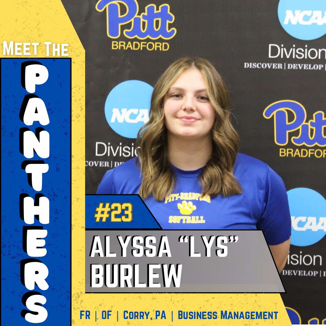 UPBSoftball's tweet photo. 👀look to the outfield for our next Panthers!  Get to know one of our new Panthers, #23 Alyssa Burlew!  #upbsb #PittBradfordSoftball #Rememberyourwhy #meetthepanthers https://t.co/e14YRqQrqP