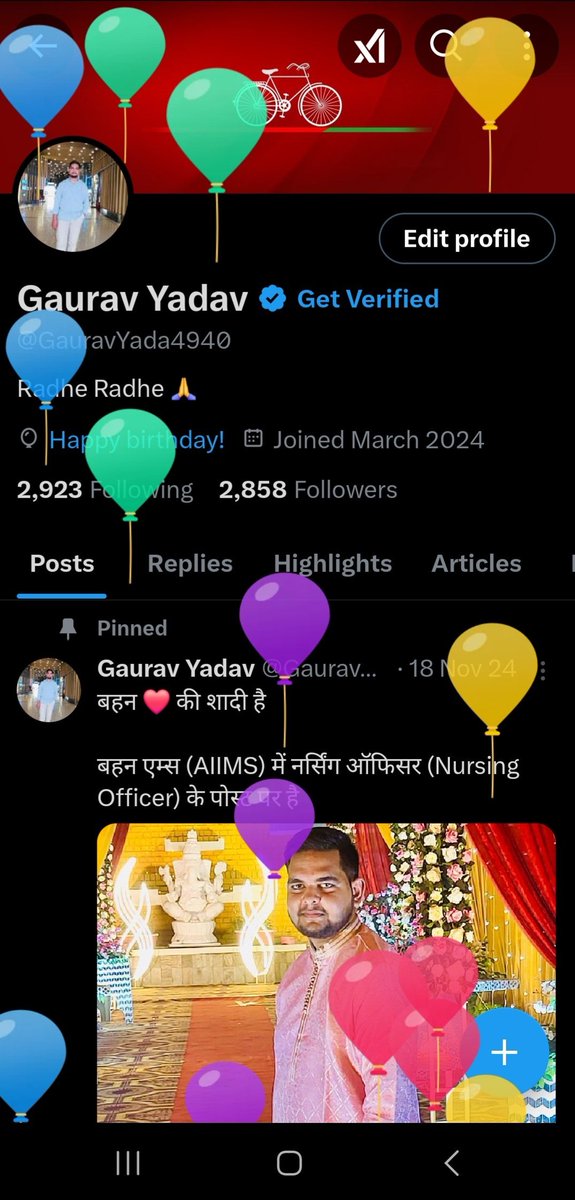 हमारे प्रिय समाजवादी साथी भाई <a href="/GauravYada4940/">Gaurav Yadav</a> जी को जन्मदिन की बहुत-बहुत बधाई एवं शुभकामनाएं।
राधारानी जी की कृपा से आप हमेशा स्वस्थ और खुशहाल रहें।।

<a href="/GauravYada4940/">Gaurav Yadav</a>
