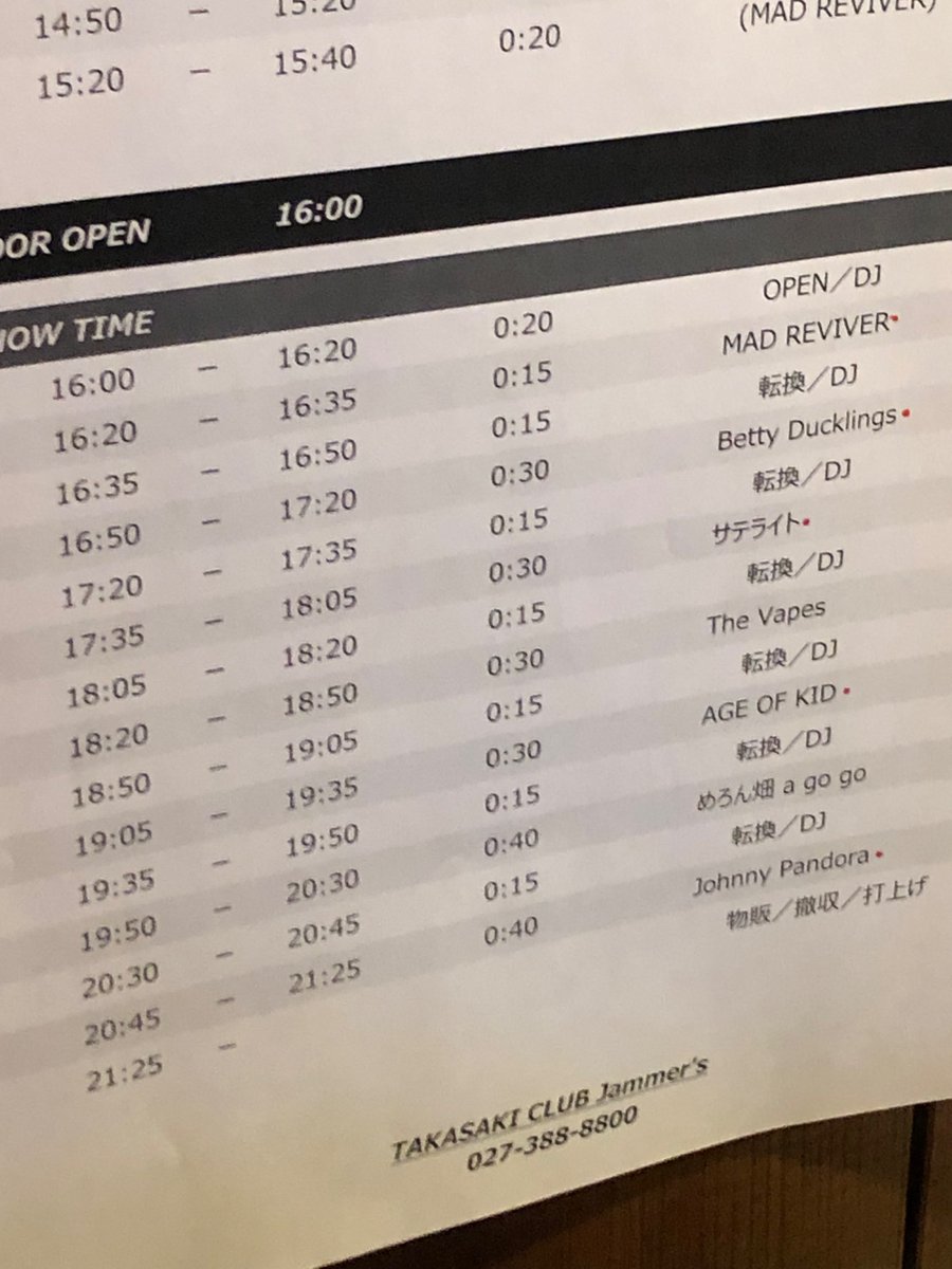 CafeSr400's tweet image. 今夜は高崎club JAMMER'S
『DJ WOLF presents CROSSOVER Vol.34』
今回もタイプの異なる7組で充実したイベントだった🔥
#JOHNNYPANDORA  #めろん畑agogo
#AGEOFKID  #TheVapes
#BettyDucklings  #サテライト
#MADREVIVER