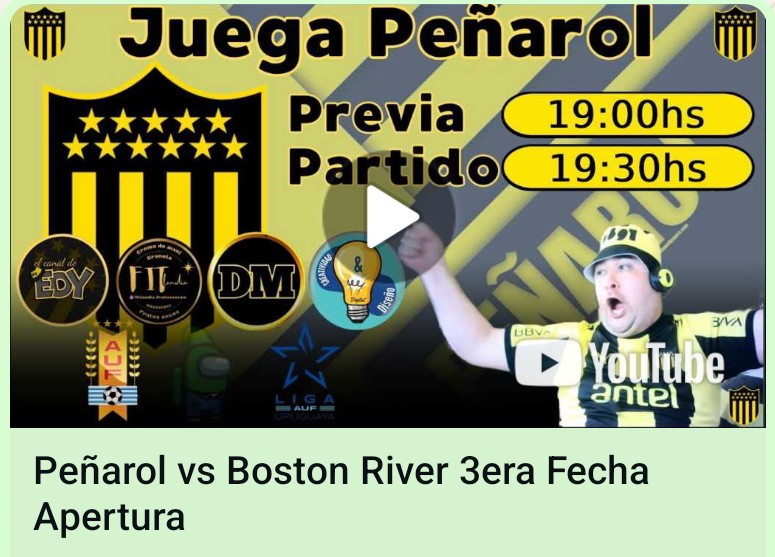 Los espero a las 19:00hs para la previa y 19:30hs el relato del partido de nuestro querido Peñarol.