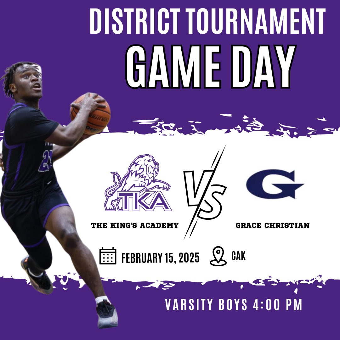 It’s District Tournament time!! <a href="/TKA_Lions_Hoops/">TKALionsBasketball</a> will travel to CAK today for the consolation game of the district tournament against Grace Christian Academy. Tip-off is set for 4:00 p.m. Come out today and cheer on your Lions!!