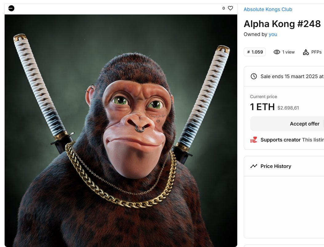 Shout out to the <a href="/AlphaKongsClub/">Alpha Kongs Club</a> Team ! 

Just migrated 12 Kongs and everything went smoothly !

Just a matter of time before we reach 1 Eth FP 🫡🤑

You don't want to fade <a href="/AlphaKongsClub/">Alpha Kongs Club</a> this year !

opensea.io/collection/abs…

#Base #Web3 #NFT