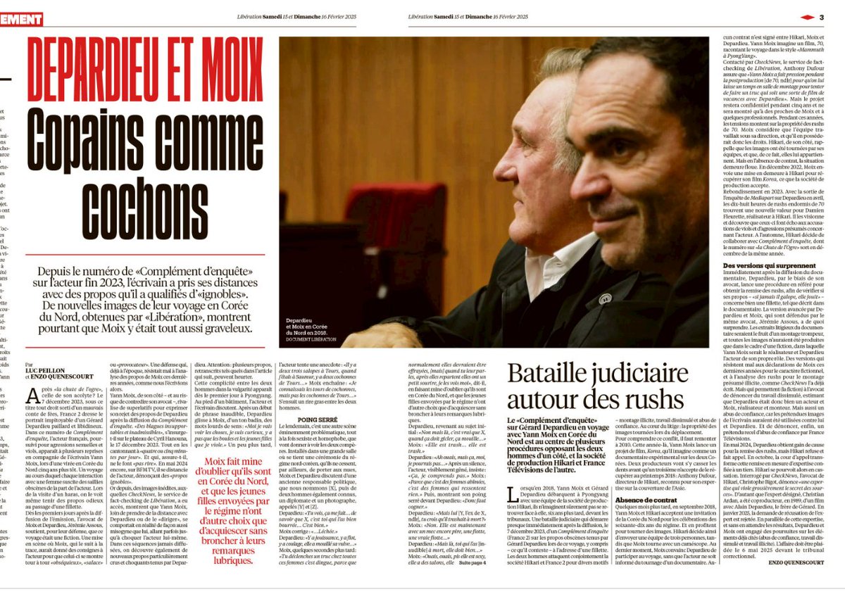 actupol2's tweet image. Enquête édifiante dans Libé, à lire!
Verbatims terrifiants
#depardieu #moix #porcs #pedo #liberation