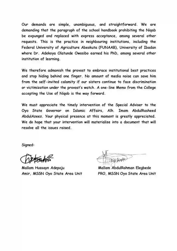 Kindly Retweet to expose this Pastor Provost Religious bigot victimizing the Muslims.

14th February, 2025 

PRESS RELEASE

EMBRACE INSTITUTIONAL BEST PRACTICES AND STOP HIDING BEHIND ONE FINGER, MSSN ADMONISHES IBADAN COLLEGE PROVOST 
•⁠  ⁠Running to media Houses can’t