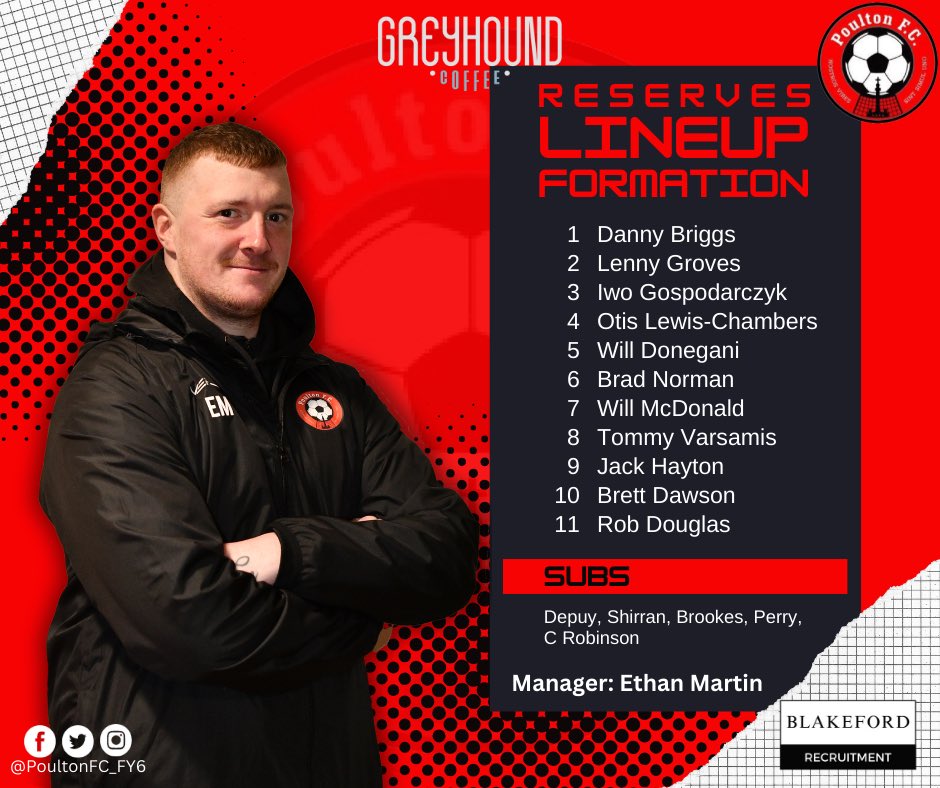 Poulton FC (@poultonfc_fy6) on Twitter photo Starting line ups for todays games.
Firsts away against <a href="/Hurstgreenfc/">Hurst Green FC โซ๏ธโช๏ธ๐ฆ
</a>
Reserves home against <a href="/Coppull_United/">Coppull United FC</a> Res
#PoultonFC๐ดโซ๏ธ #UTP #FY6ers #StartingXI Starting line ups for todays games.
Firsts away against <a href="/Hurstgreenfc/">Hurst Green FC โซ๏ธโช๏ธ๐ฆ
</a>
Reserves home against <a href="/Coppull_United/">Coppull United FC</a> Res
#PoultonFC๐ดโซ๏ธ #UTP #FY6ers #StartingXI
