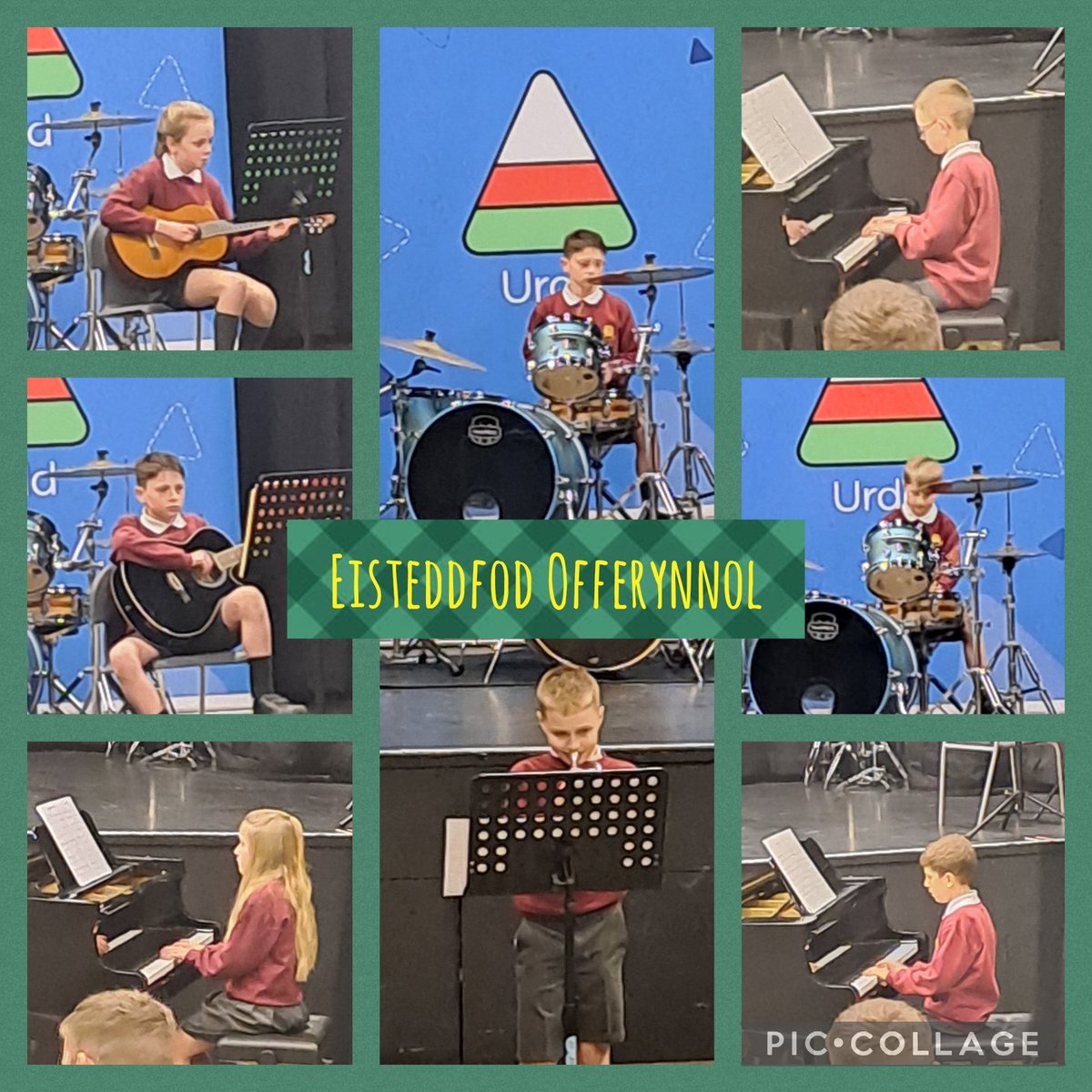 Llongyfarchiadau i Gethin,Bela, Cordelia, Iestyn, Mabon, Steffan a Dylan am gystadlu yn yr Eisteddfod Offerynnol - Unawd gitar - 1af Gethin, 2il Bela
Unawd  taro - 3ydd Gethin
Unawd pres -2il Dylan
Unawd piano - 3ydd Iestyn.
Well done to these 7 in the Instrumental Eisteddfod