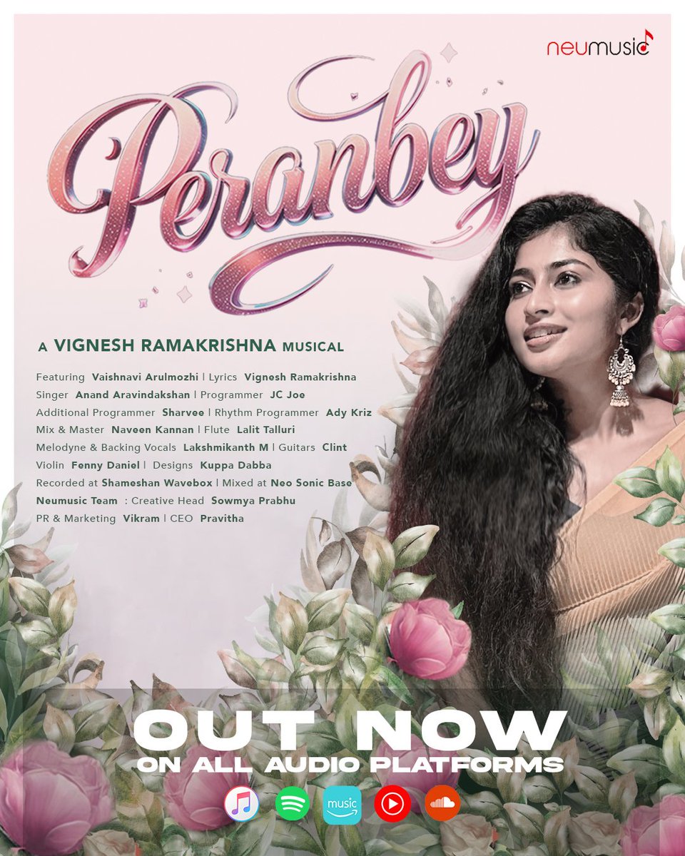 NeuMusic South (@neumusicsouth) on Twitter photo #Peranbey❤️ is now available on all audio platforms
A <a href="/LyricistVR/">Vignesh Ramakrishna</a> Musical
Ft. #VaishnaviArulmozhi
Lyrics <a href="/LyricistVR/">Vignesh Ramakrishna</a>
Singer <a href="/auanand/">anand aravindakshan</a>
<a href="/sowmiprabs/">Sowmya Prabhu</a> #Neumusic #Feb14 #ValentinesDay #ValentinesSpecial #Peranbey❤️ is now available on all audio platforms
A <a href="/LyricistVR/">Vignesh Ramakrishna</a> Musical
Ft. #VaishnaviArulmozhi
Lyrics <a href="/LyricistVR/">Vignesh Ramakrishna</a>
Singer <a href="/auanand/">anand aravindakshan</a>
<a href="/sowmiprabs/">Sowmya Prabhu</a> #Neumusic #Feb14 #ValentinesDay #ValentinesSpecial