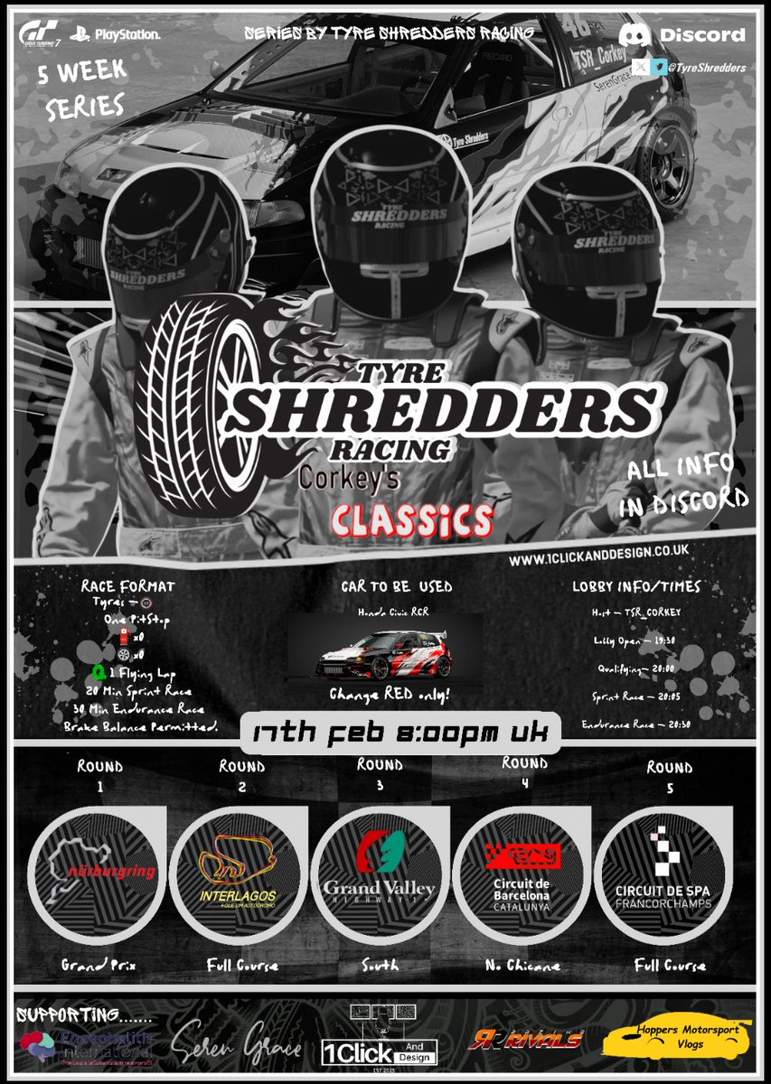 Starting on Monday is our #CivicCup with a twist! We will be using the RCR Civic EG9! All of the info is in the poster. Sign up below:

discord.gg/cRrXB54x