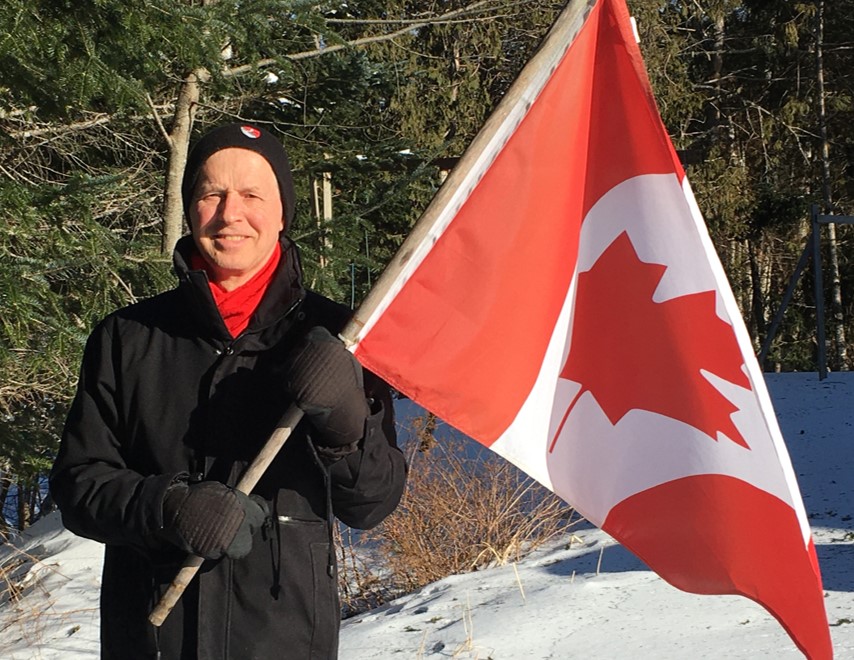 A wintery day in Canada - perfect for waving our flag &amp; being proud of all it stands for!

Happy Flag Day to my fellow Canadians. We are - and will always be - the True North, Strong and Free! 

(Original post here: bsky.app/profile/sustca…; please migrate with me)