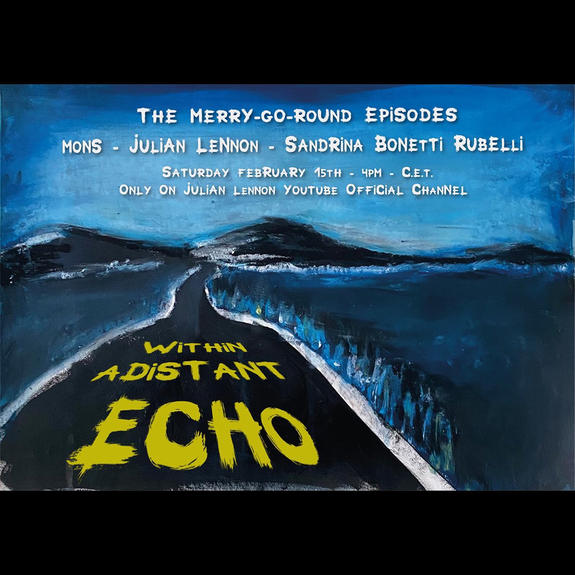 JulianLennon's tweet photo. The Merry-Go-Round Episodes #62
Mons & Julian Lennon with Sandrina Rubelli – ‘Within A Distant Echo’ Premiering Live Now!
https://t.co/mt6ATiFVAX
#JulianLennon #TheMerryGoRound #Mons https://t.co/4usCOz93Ig