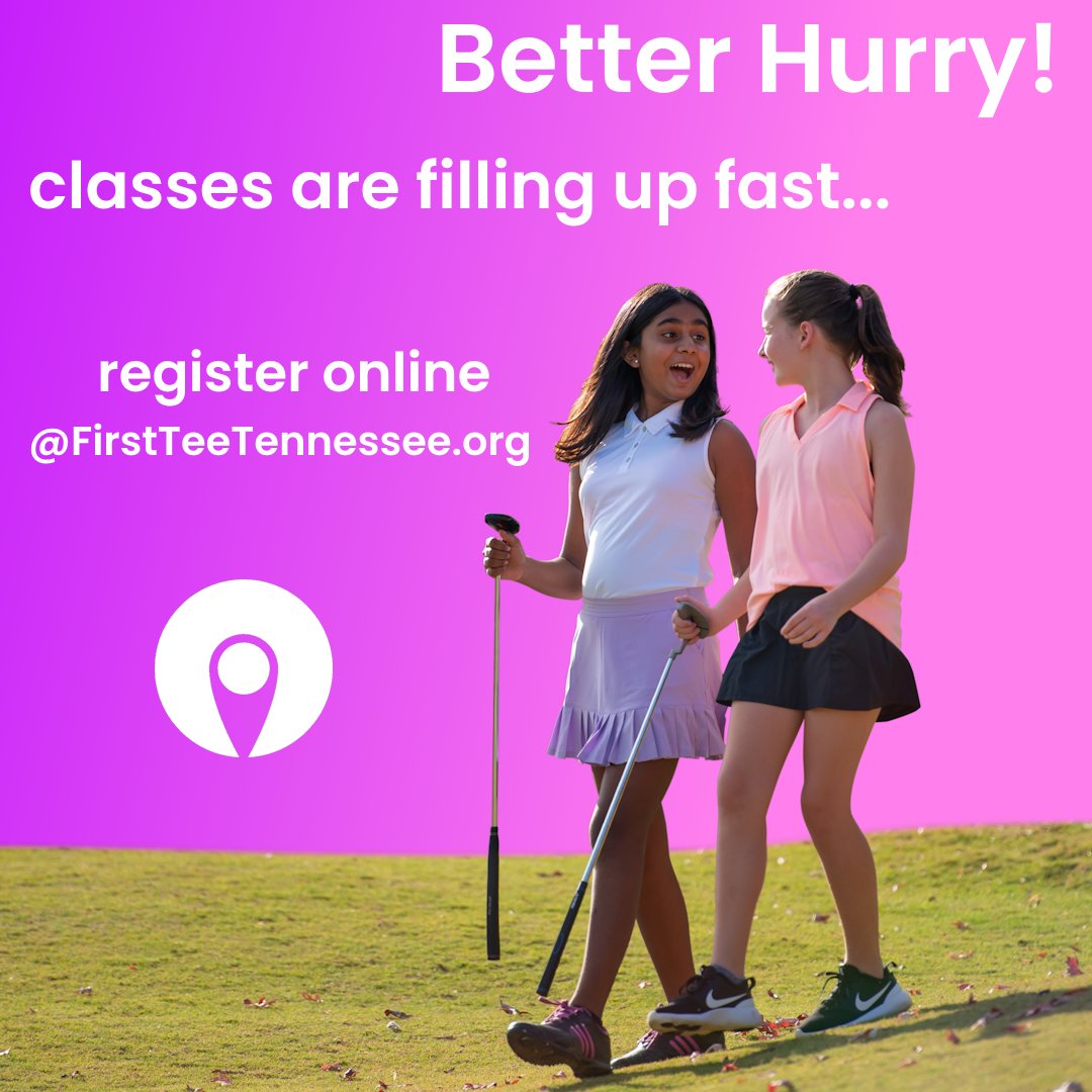 📣 Better Hurry! 🏌️‍♂️⏰

Classes are filling up fast! Join our golf community at First Tee and swing your way to success. Secure your spot now and register at FirstTeeTennessee.org &gt; Tri-Cities Tab.

🏌️‍♀️ See you on the green!

#golf4life #FirstTeeTriCities