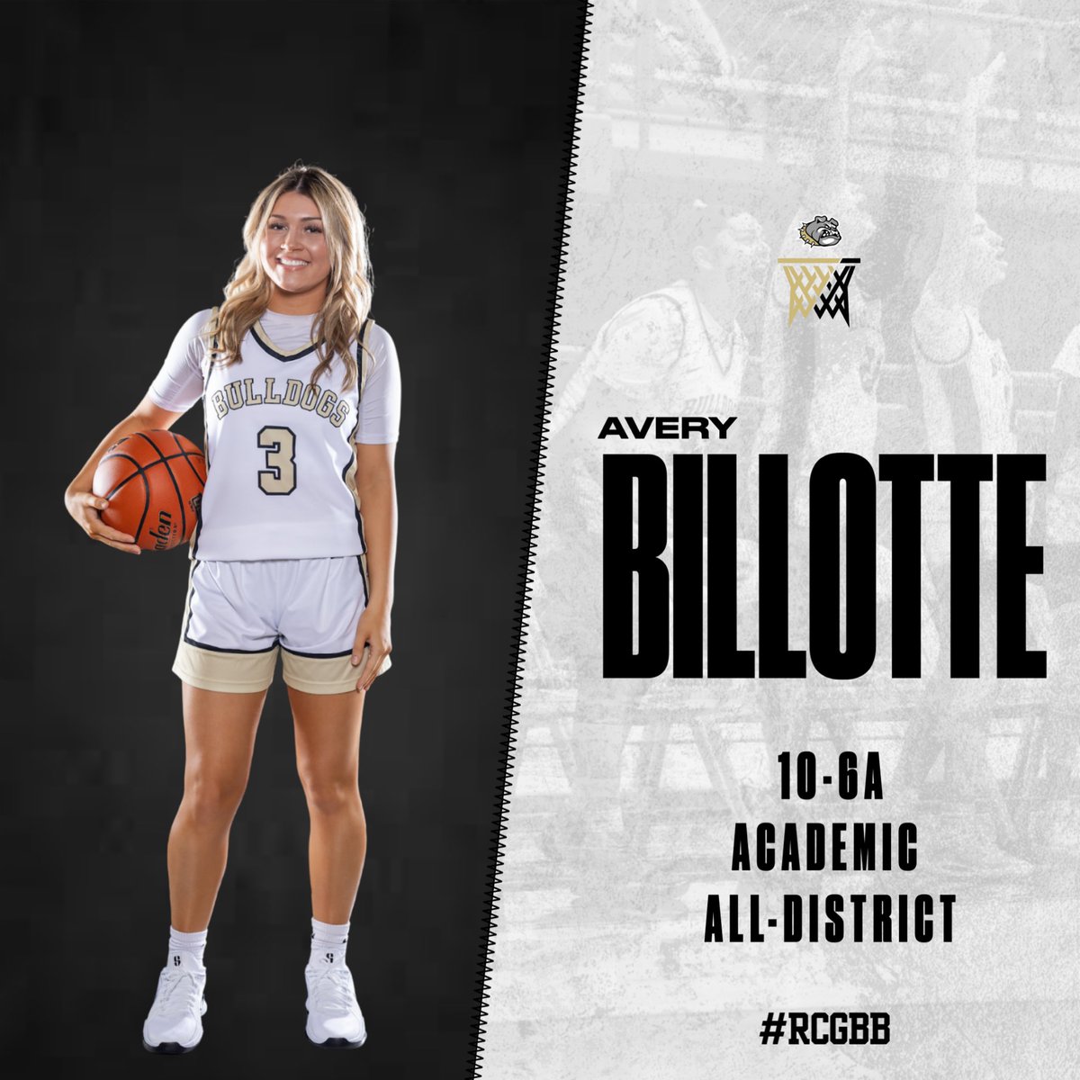 10-6A Academic All-District: #3 Avery Billotte!💛🏀🖤

#inches #everythingmatters #family #oneRC