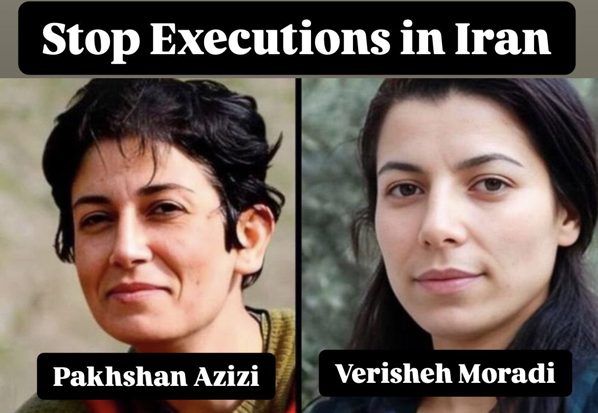 İran  devleti kadınları idam etmeye devam ediyor.
#PakhshanAzizi 
#VerishehMoradi
#stopExecutionsinİran 
#StopptHinrichtungen im Iran
#irandaidamlarDurdurulsun