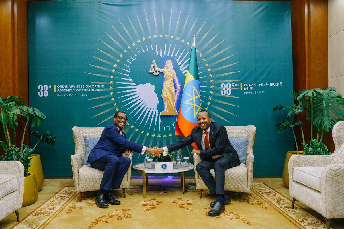 AbiyAhmedAli's tweet photo. Also spoke with African Development Bank President @akin_adesina and International Fund for Agricultural Development President Alvaro Lario @IFADPresident on their ongoing support for #Ethiopia’s agricultural sector. We also discussed enhancing cooperation to drive sustainable growth and resilience in the industry.