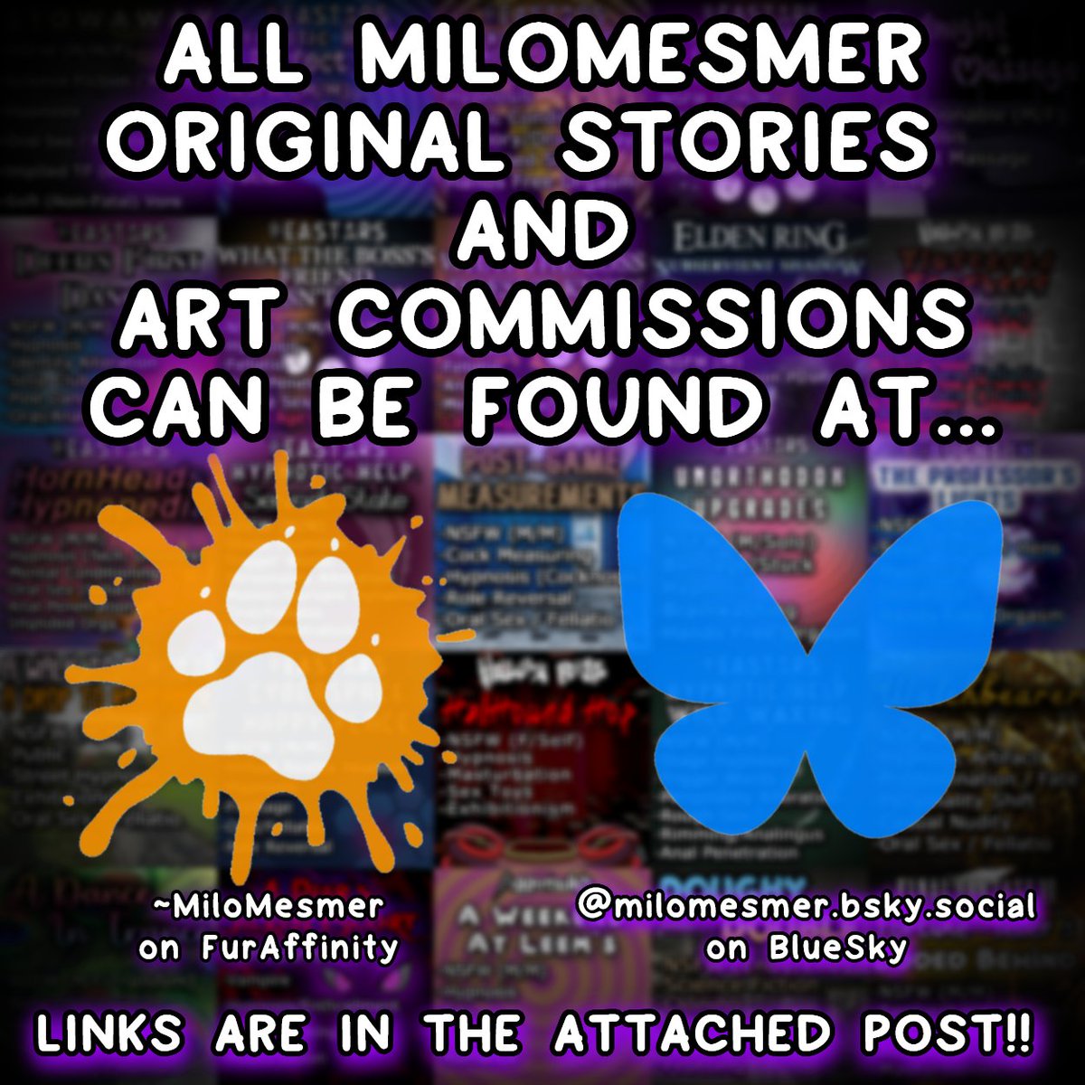 I will no longer be posting stories I've written or art I've commissioned here.

Every story I write and every piece of art I commission can be found on my FurAffinity page, and on my page where the skies are blue. Links to both are below!~