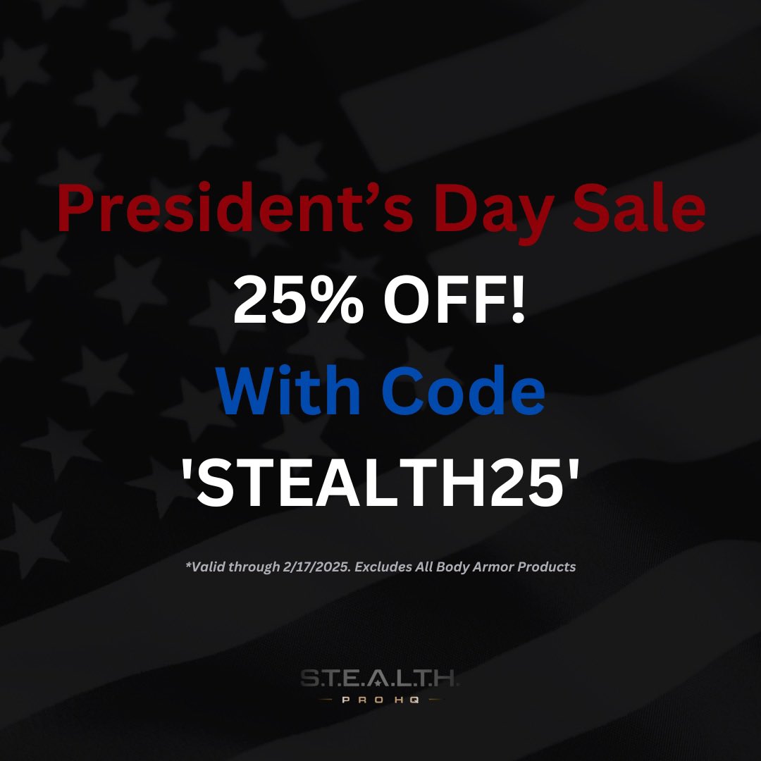stealthprohq's tweet image. 🇺🇸 PRESIDENT’S DAY SALE!! 🇺🇸 Valentine’s Day is over, but we’ve sweetened the deal for President’s Day…25% OFF all of your favorite @stealthprohq gear through Monday only! 🇺🇸 #presidentsday #presidentsdaysale #usa #georgewashington #abrahamlincoln #foundingfathers