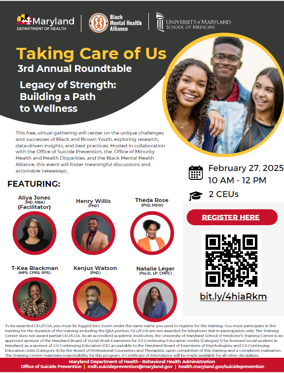 Suicide rates among Black youth are rising at an alarming rate. Learn the warning signs &amp; resources that can help. Download the Factsheet today! bit.ly/TakingCareFact…  and join us at the Taking Care of Us Roundtable Event on February 27th! bit.ly/4hiaRkm