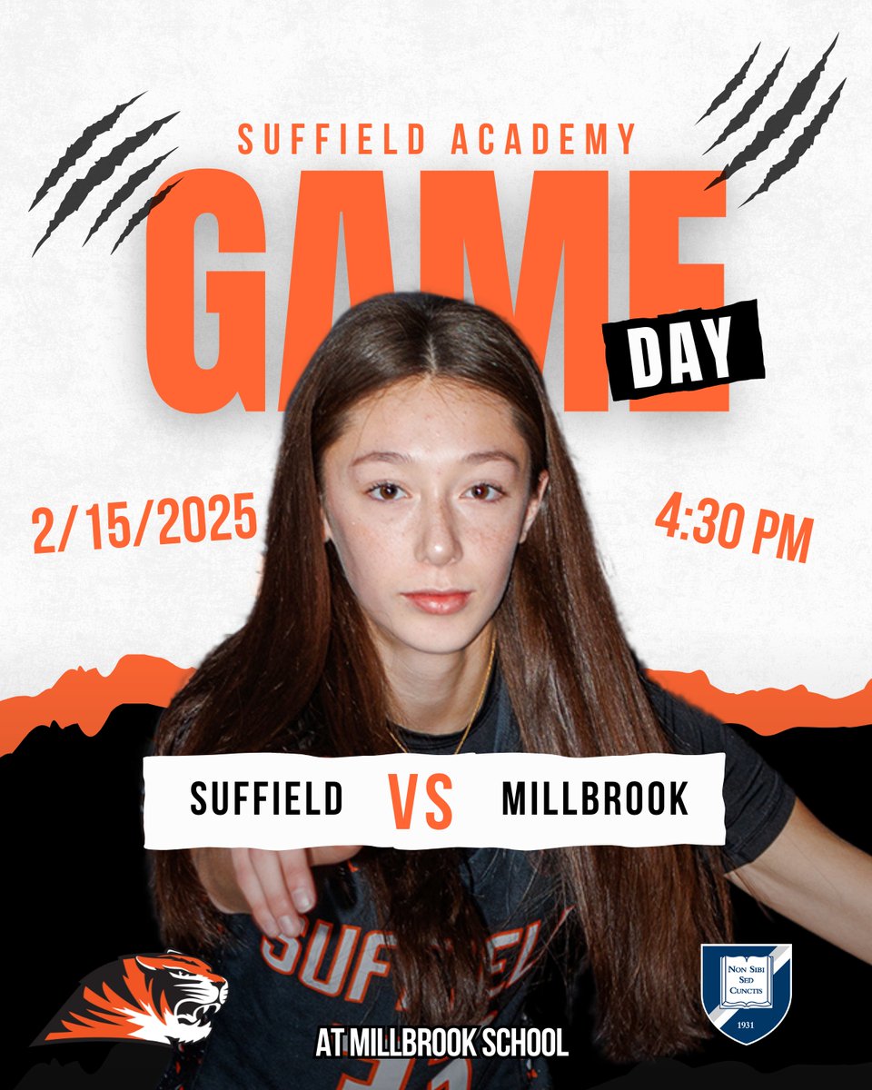 Game Day! 🏀
Suffield Academy 🆚 Millbrook
📍 Away
⏰ 4:30 PM

Time to lock in and handle business! 🐾🔥 

#SAGBB #SuffieldGirlsBasketball #SuffieldAcademy