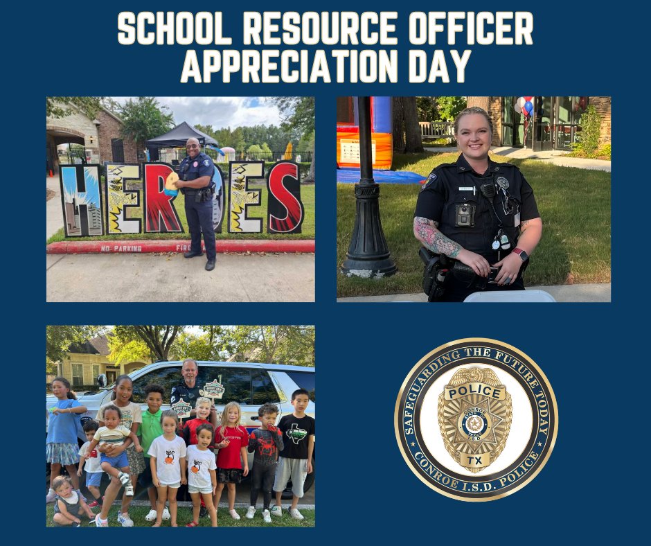 🚨It's National School Resource Officer Appreciation Day! 🚨 Thank you to our Conroe ISD Police force for keeping our students and campuses safe! 💙👮‍♀️👮‍♂️🚔