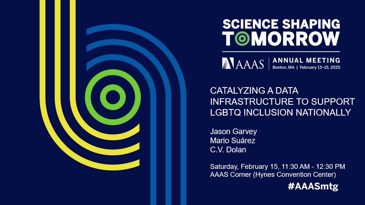 AAASmeetings's tweet image. Learn about a @AAAS project working to increase the success of LGBTQ+ persons in STEMM through addressing systemic barriers to the collection & use of SOGI data in higher ed.
Feb 15 | 11:30 AM - 12:30 PM 📍 AAAS Corner, Hynes Convention Center #AAASmtg
bit.ly/410ytnZ