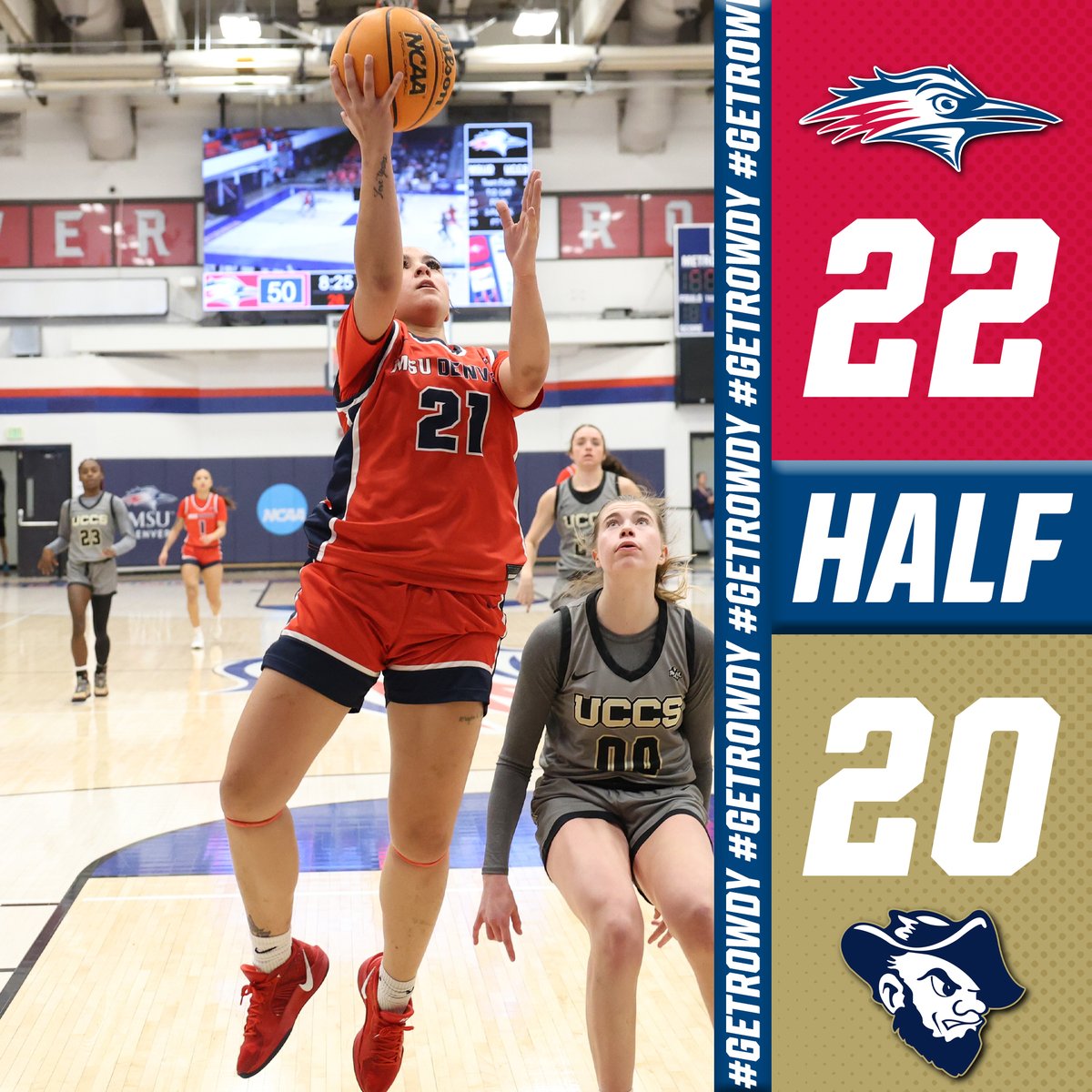 ⏱️HALF | #MSUDenver 22, SD Mines 20

🏀 Nevaeh Millard: 12 pts (5-7 FG, 2-4 3FG), 3 rebs, 2 stl
🏀 Jackie Pippet: 3 pts, 3 rebs, 1 ast, 1 stl
🏀 Brianna Sealy: 4 rebs, 1 stl

#GetRowdy🔴🔵