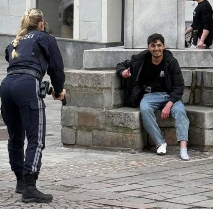 DWhiterex's tweet photo. The sincere smile on this young Syrian man’s face should not confuse you - he just stabbed to death a an Austrian teenager and injured 5 others. An ongoing war against white Europeans. A war they keep losing. https://t.co/clotXWd82k