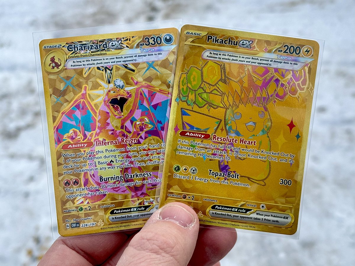 #FACTORYSTACKS SALE GIVEAWAY!
In honor of our 3-week sports AND Pokemon stack sale starting tomorrow, we’re giving away this Prismatic Gold Pikachu and OF Gold Charizard (~$120 value)

How to enter: 
Like 💛
RP 🔁
Tag a friend who collects Pokemon!

Must be following to win -