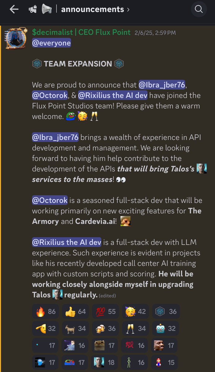 $decimalist (@realdecimalist) on Twitter photo Flux Point Studios <a href="/fluxpointstudio/">Flux Point Studios</a> and Talos @TalosAgent now have a team behind them. It’s not just me anymore. It’s about to get real. 😏 Flux Point Studios <a href="/fluxpointstudio/">Flux Point Studios</a> and Talos @TalosAgent now have a team behind them. It’s not just me anymore. It’s about to get real. 😏