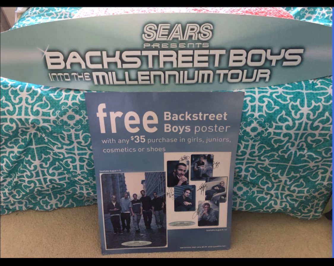 yellowmmxx's tweet photo. I snatched these from becoming trash on the final night of the promo! We were sleeping outside the mall for tickets, while our moms held our spot we went inside to find out they were tossing them all at closing… not on my watch 😂 still in perfect condition! #MillenniumMemories https://t.co/saEb80W3VZ