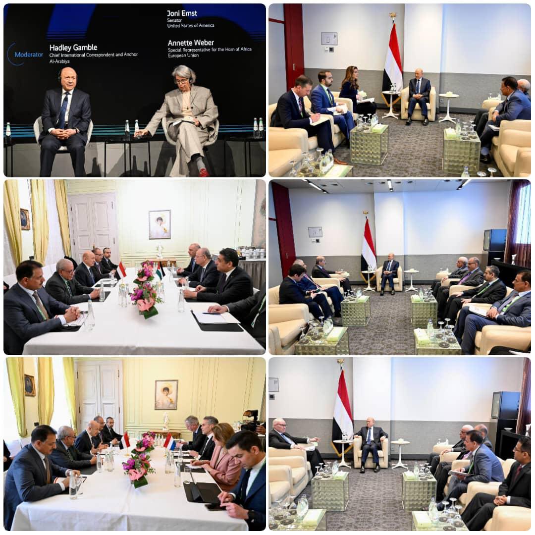 رؤية مجلس القيادة الرئاسي والحكومة لاستعادة مؤسسات الدولة، وأمن البحر الأحمر، والممرات المائية عنوان اليوم الثاني لفعاليات الرئيس رشاد العليمي في #مؤتمر_ميونيخ .