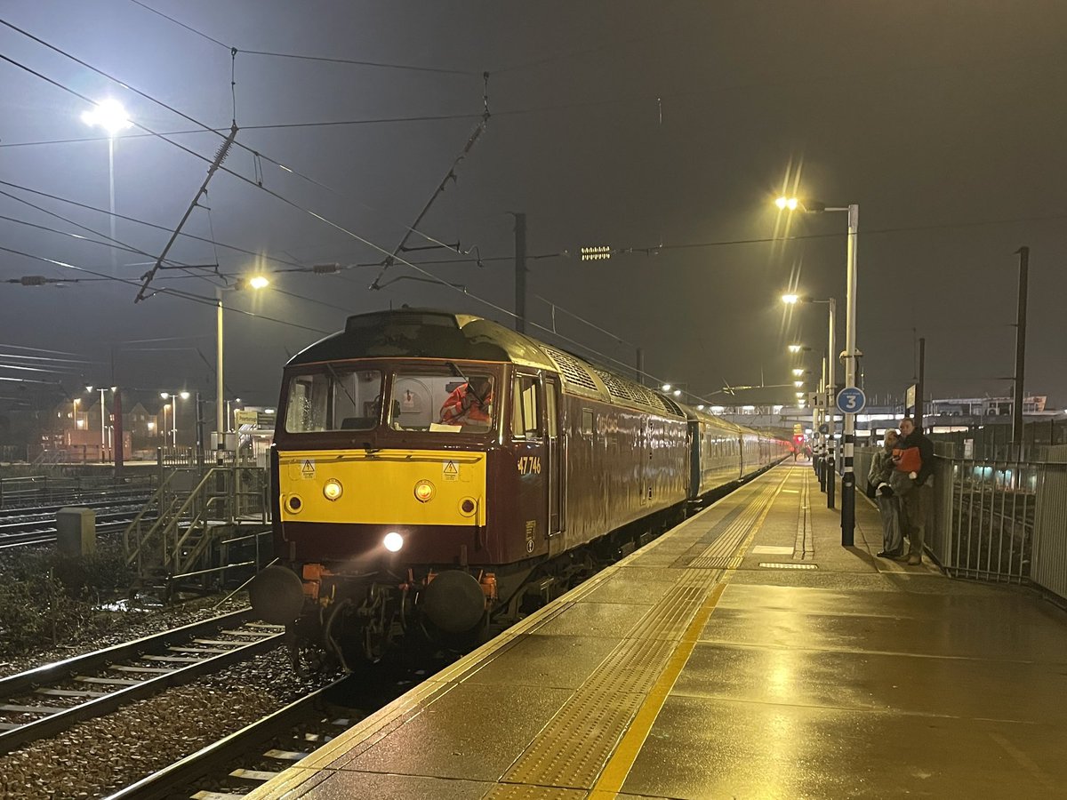 Ian Beardsley (@ianbeardsley90) on Twitter photo A nice end to the day. After working a <a href="/railwaytouring/">Railway Touring Co.</a> charter back from York, ‘Black 5’ 45212 heads away from Peterborough to <a href="/N_V_R/">Nene Valley Railway</a>. Then, having taken over the train, <a href="/westcoastrail/">West Coast Railways</a> 47746 “Chris Fudge 29.7.70 - 22.6.10” leaves for King’s Cross. A nice end to the day. After working a <a href="/railwaytouring/">Railway Touring Co.</a> charter back from York, ‘Black 5’ 45212 heads away from Peterborough to <a href="/N_V_R/">Nene Valley Railway</a>. Then, having taken over the train, <a href="/westcoastrail/">West Coast Railways</a> 47746 “Chris Fudge 29.7.70 - 22.6.10” leaves for King’s Cross.