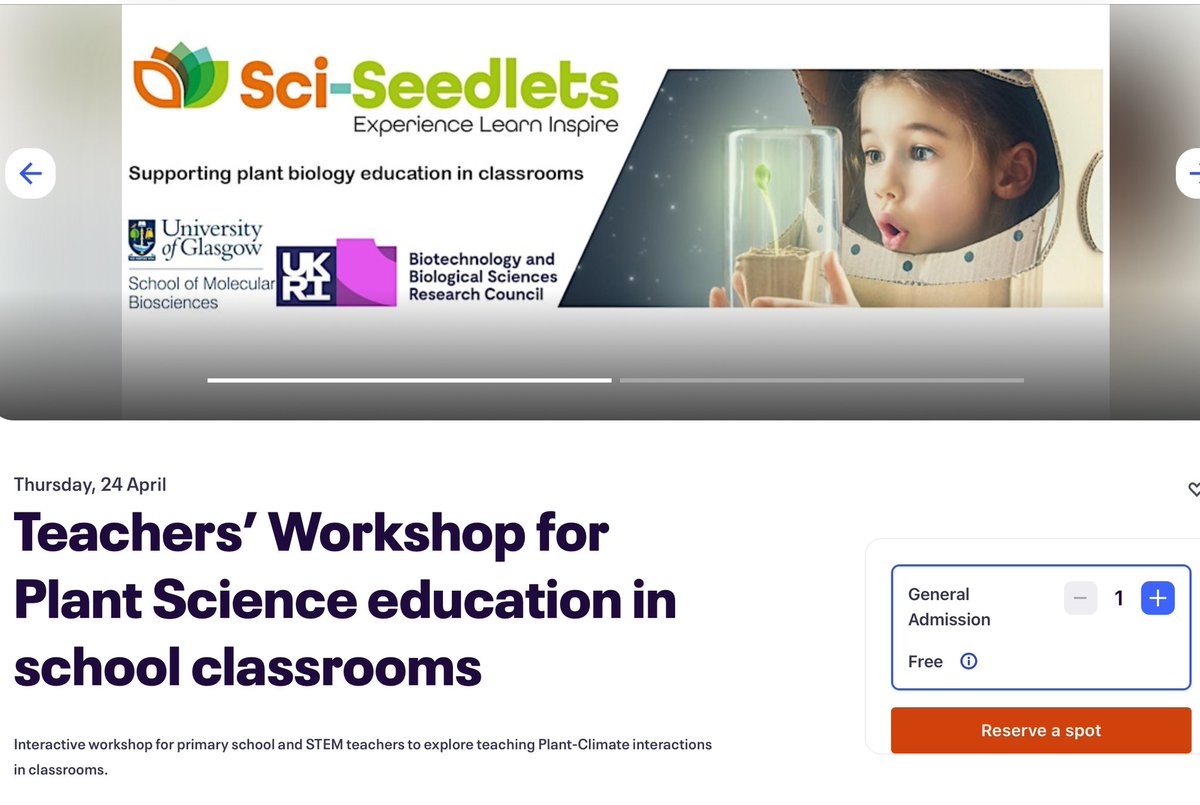 SciSeedlets's tweet image. We are pleased to invite primary school #teachers and #STEM leads for @SciSeedlets  1st “Plant Biology in Classrooms” Workshop Bower Building, @UofGlasgow Thursday 24th April 2025, 3.30pm-5pm #STEM #EDI. Limited Places! Booking and programme 👉 tinyurl.com/5fp87cck