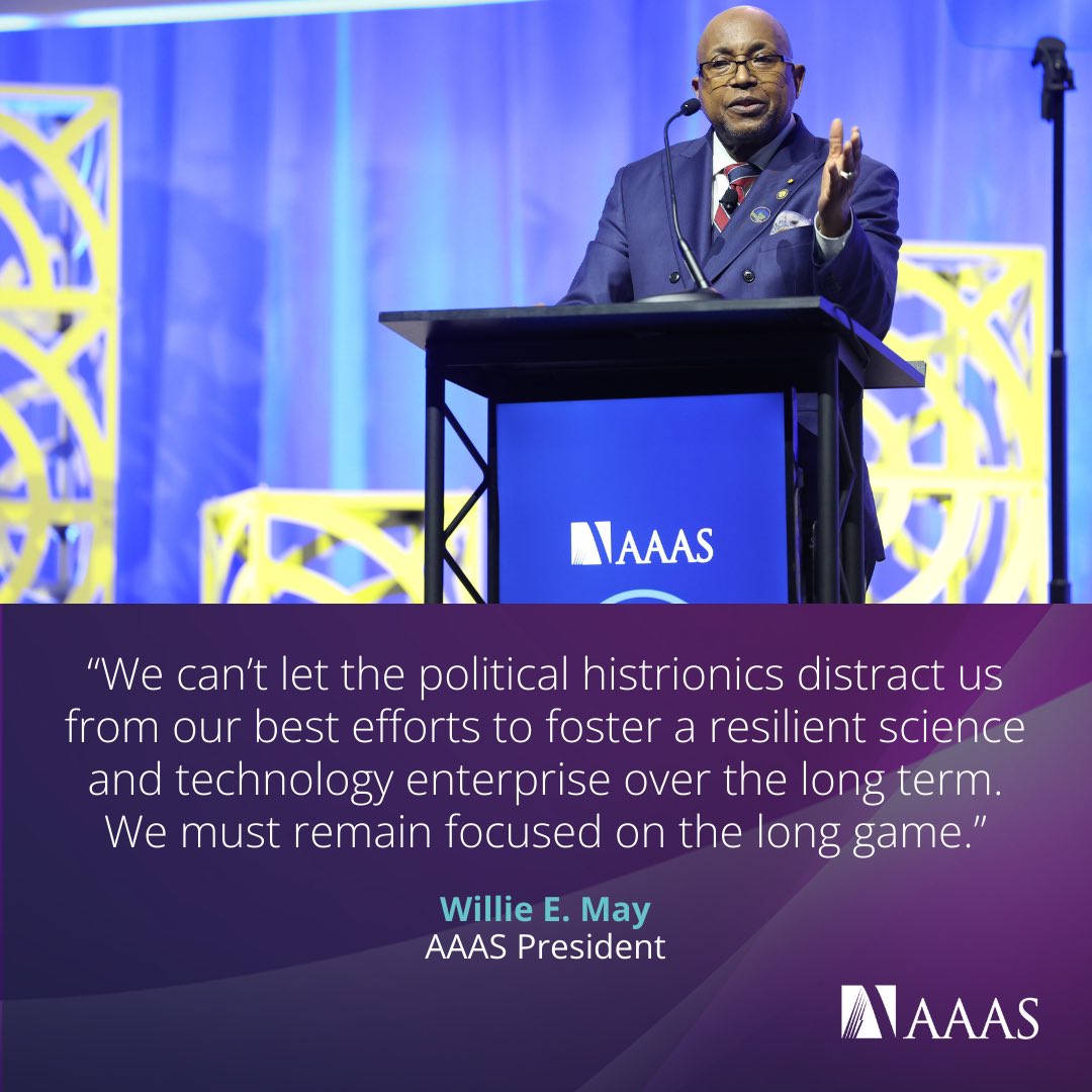 aaas's tweet photo. During the 2025 #AAASmtg, AAAS CEO @sudipsparikh; Board Chair Joseph Francisco; and President Willie E. May addressed the current fragility of the U.S. scientific ecosystem, emphasizing the need to focus passion into action designed for impact. https://t.co/ymyZPz4m5Q https://t.co/55wXLfo4c1