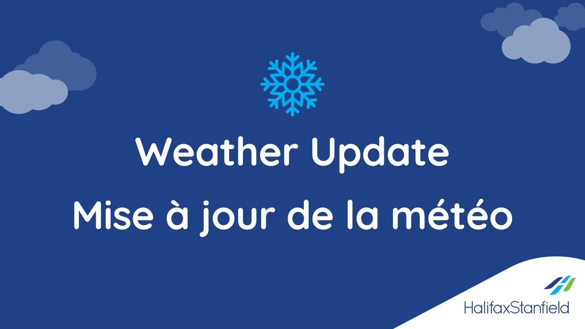Winter weather is forecasted for tomorrow.

Confirm your flight status with your airline or by visiting halifaxstanfield.ca before coming to the airport. Give yourself extra time to adjust to the road conditions and arrive safely.