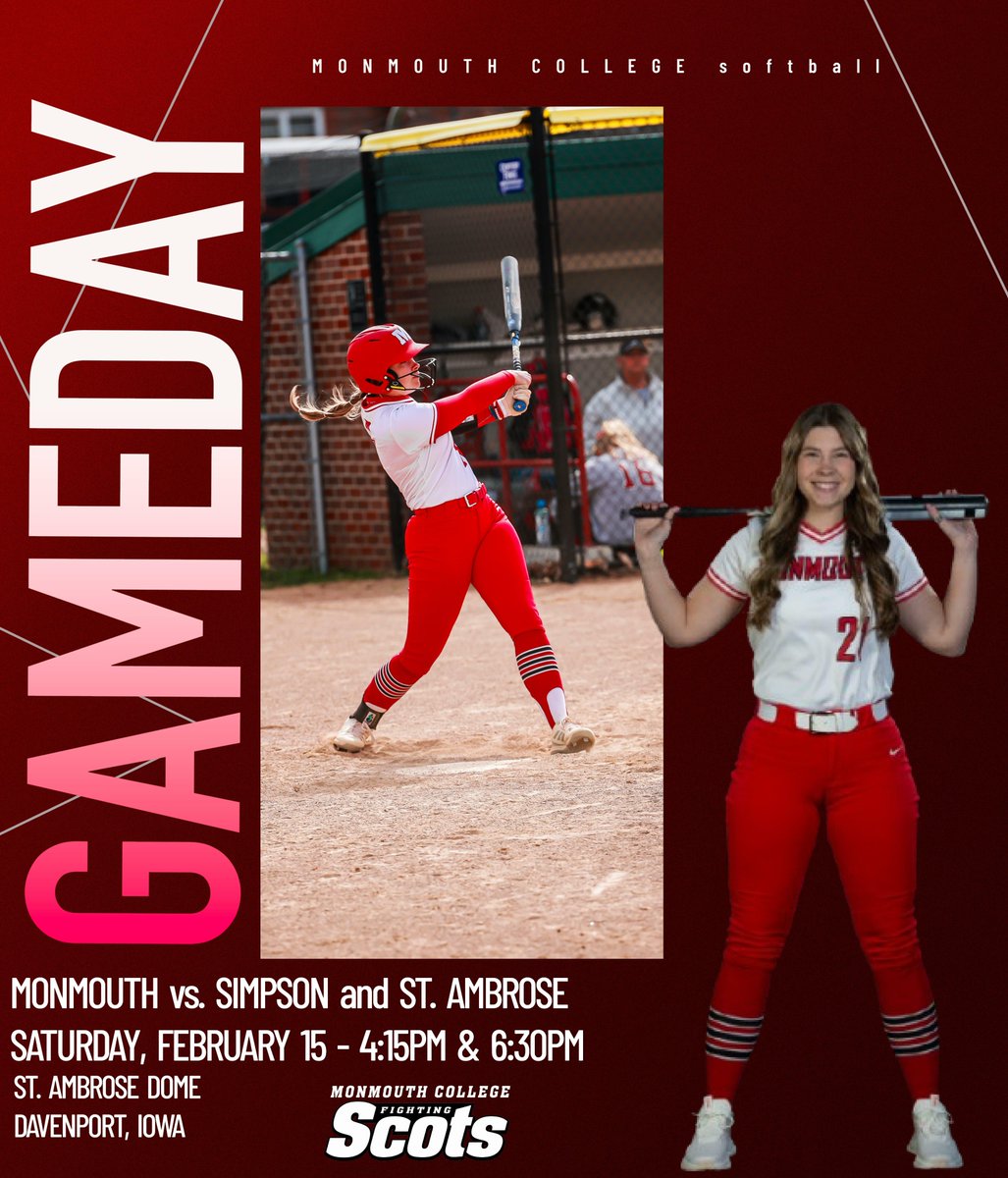Monmouth Athletics (@mcfightingscots) on Twitter photo Today is OPENING DAY for <a href="/ScotsSoftball/">Monmouth College Softball</a>! An evening double header in Davenport against Simpson and St. Ambrose. #RollScots
Live stats: saubees.com/sports/sball/2… (stA) and monmouthscots.com/sidearmstats/s… (Simpson)
Updates: <a href="/MonmouthGameday/">Monmouth College Game Day</a> Today is OPENING DAY for <a href="/ScotsSoftball/">Monmouth College Softball</a>! An evening double header in Davenport against Simpson and St. Ambrose. #RollScots
Live stats: saubees.com/sports/sball/2… (stA) and monmouthscots.com/sidearmstats/s… (Simpson)
Updates: <a href="/MonmouthGameday/">Monmouth College Game Day</a>