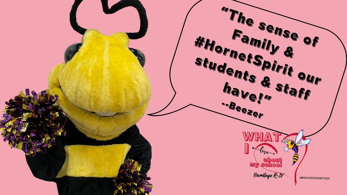 HermitageSchool's tweet image. One last response to our "Love Campaign!" What do you love about your school?! We asked, and even Beezer had a great response! Share your answer in the comments. 💕💜💛 #4of4 #HornetLove #WeAreHermitage #StrongerTogether