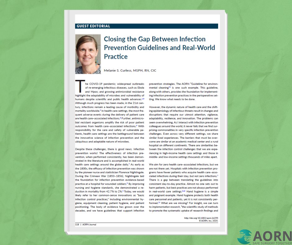 Closing the Gap Between Infection Prevention Guidelines and Real‐World Practice
aornjournal.onlinelibrary.wiley.com/doi/10.1002/ao… 

#InfectionPrevention #Healthcare #PatientSafety #HandHygiene #ImplementationResearch