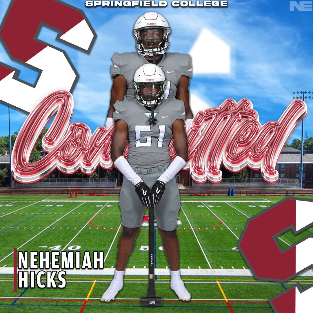 Nehemiah Hicks (@nhicks96_) on Twitter photo Extremely Blessed To Announce That I Will Be Taking My Talents To <a href="/_SCFootball/">Springfield Football</a> for The Next 4!! #AGTG
<a href="/CoachGTassone/">Gino Tassone</a> <a href="/CoachStraley/">Owen Straley</a> <a href="/Mike_Cerasuolo/">Mike Cerasuolo</a> <a href="/CoachWiljoe/">Coach wiljoe</a> Extremely Blessed To Announce That I Will Be Taking My Talents To <a href="/_SCFootball/">Springfield Football</a> for The Next 4!! #AGTG
<a href="/CoachGTassone/">Gino Tassone</a> <a href="/CoachStraley/">Owen Straley</a> <a href="/Mike_Cerasuolo/">Mike Cerasuolo</a> <a href="/CoachWiljoe/">Coach wiljoe</a>