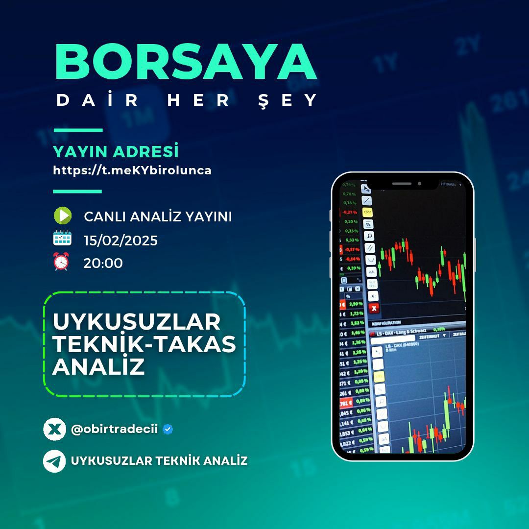 Saat 20.00 da uykusuzlar analiz kanalında canlı yayındayız.

Hisselerinizin teknik + takas analizi ve hap bilgiler için yayın linki..

t.me/KYbirolunca

#sondakika #viop #bist100 #borsa #BIMAS #KCHOL #Verus #Mopas #vsnmd #ENDAE #Türkgücü #deep #SuperEfsaneler #VipSlot