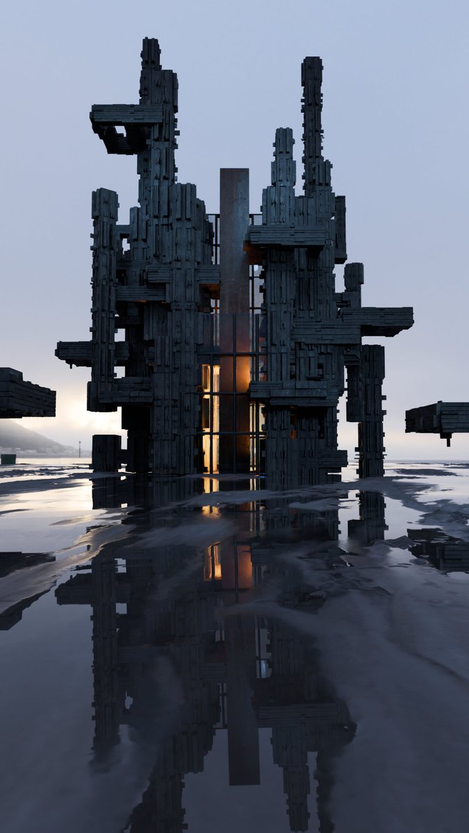 Hybrid construction in between brutalism and sci-fi, or something like that. With extensive use of #randomflow
@ #b3d #motiondesign #scifi #environment