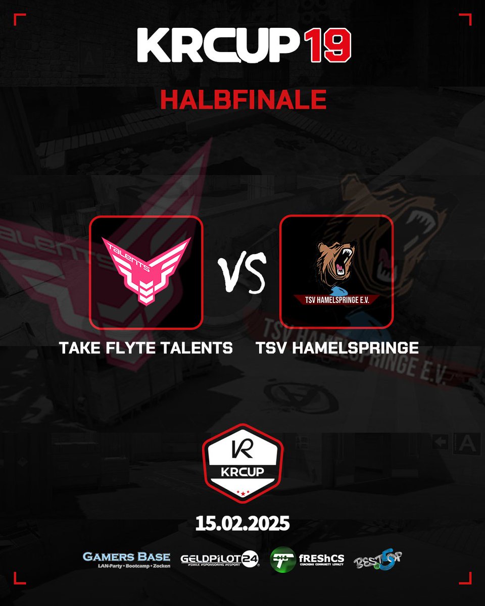 -| KRCup #19 |-

🚩 Halbfinale
⏰ 18:25 Uhr
🆚 <a href="/TFTalentsCS/">Take Flyte Talent Factory</a> vs <a href="/TSV_eSport/">TSV Hamelspringe eSport</a> 
📺 ttv/freshcs_
🎙️ <a href="/fREShCS1/">fREShCS</a>