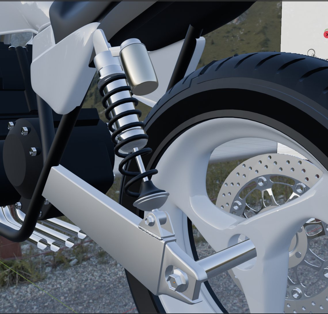 203095's tweet image. CB400SFモデリングの進捗

リアサスペンションがやっとできた…
溶接痕が難しかった！！

#Blender #CB400SF #バイク #モデリング #3DCG