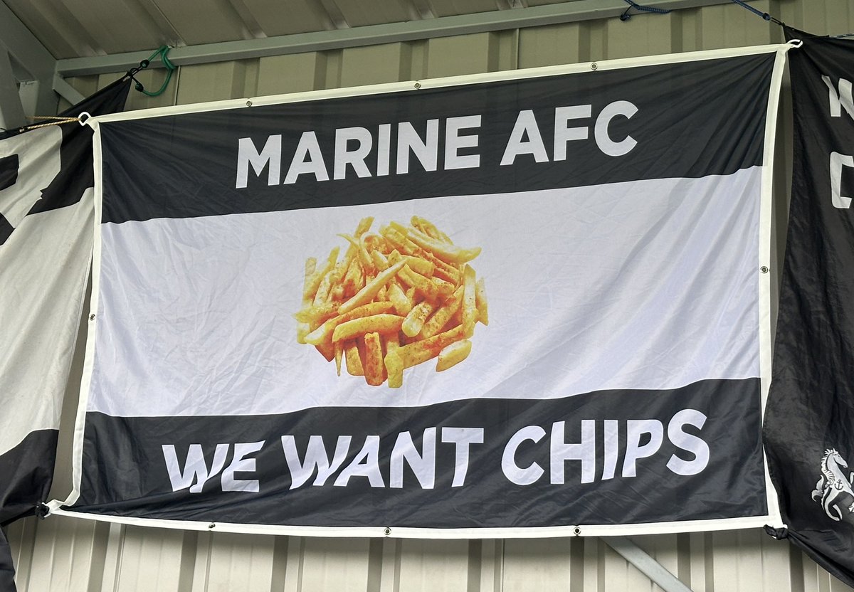 deacon_btfc's tweet photo. Pray for @MarineAFC. Local council won’t them cook chips #nochips #noscran @FootyScran https://t.co/KSjXlhk4Xt