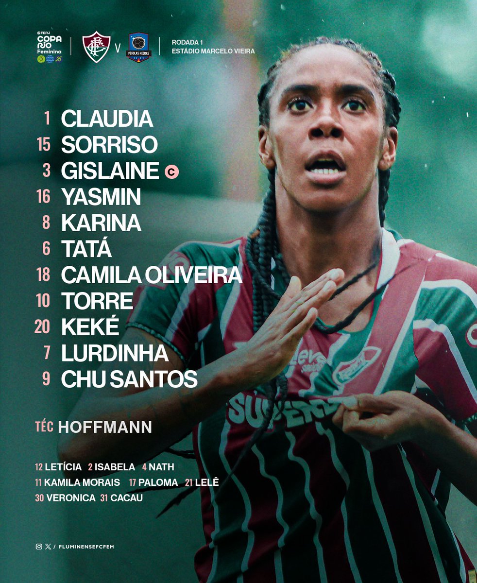 FluminenseFCFem's tweet photo. As #GuerreirasDoFluzão estão escaladas para a estreia da Copa Rio contra o Pérolas Negras! VAMOS VENCER, NENSE! 🇭🇺 https://t.co/QQCctAioc0