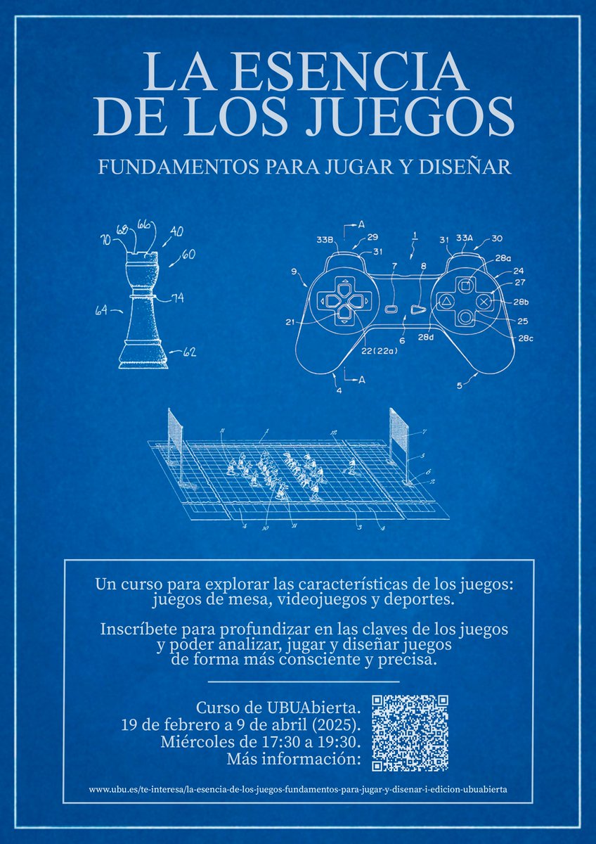 He preparado un curso sobre las características de los juegos y se me había olvidado comentarlo por aquí. El lunes es el último día para inscribirse.

Presencial en <a href="/laestacioncyt/">La Estación de la Ciencia y la Tecnología</a>, 16 horas (miércoles de 17:30 a 19:30).

Toda la información aquí:
ubu.es/te-interesa/la…